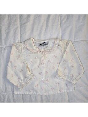 Vintage Baby Togs Girl Shirt Pastel Pink Bows 6–9 Months